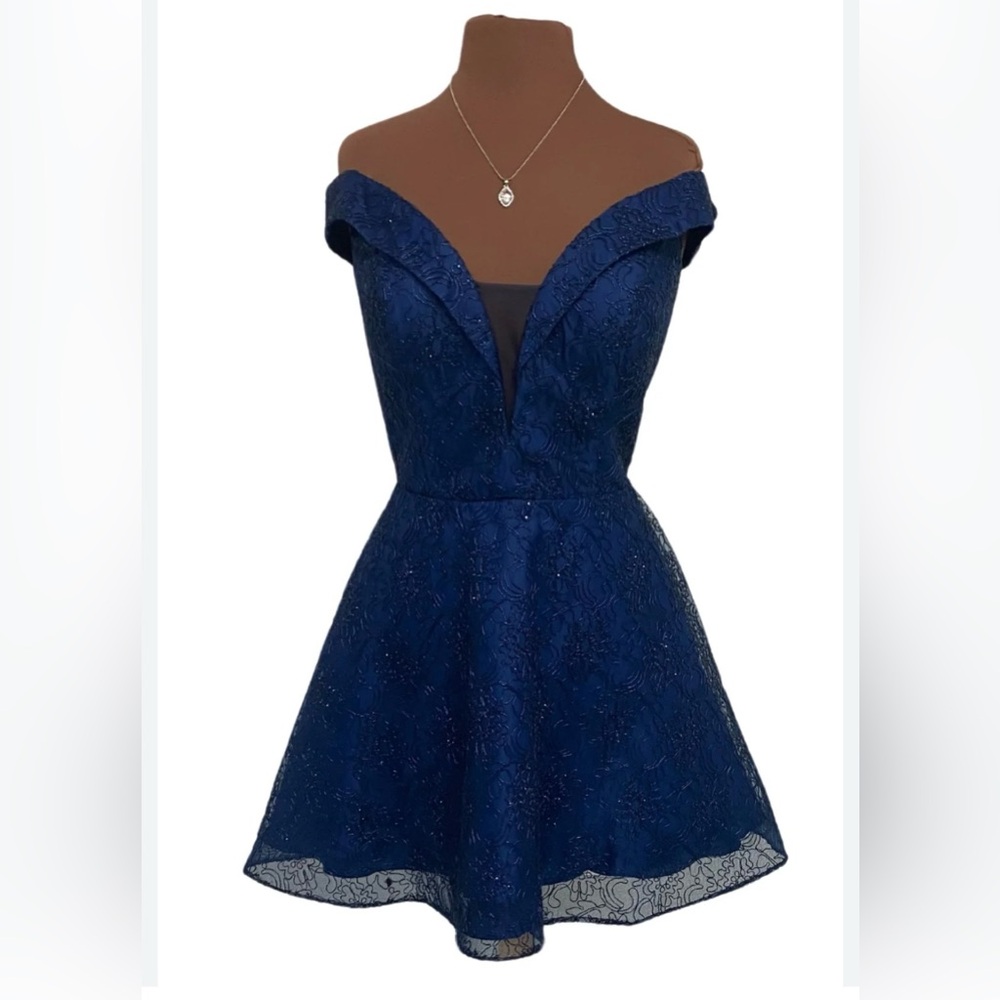 Elegant Blue Off-Shoulder Dress NWOT